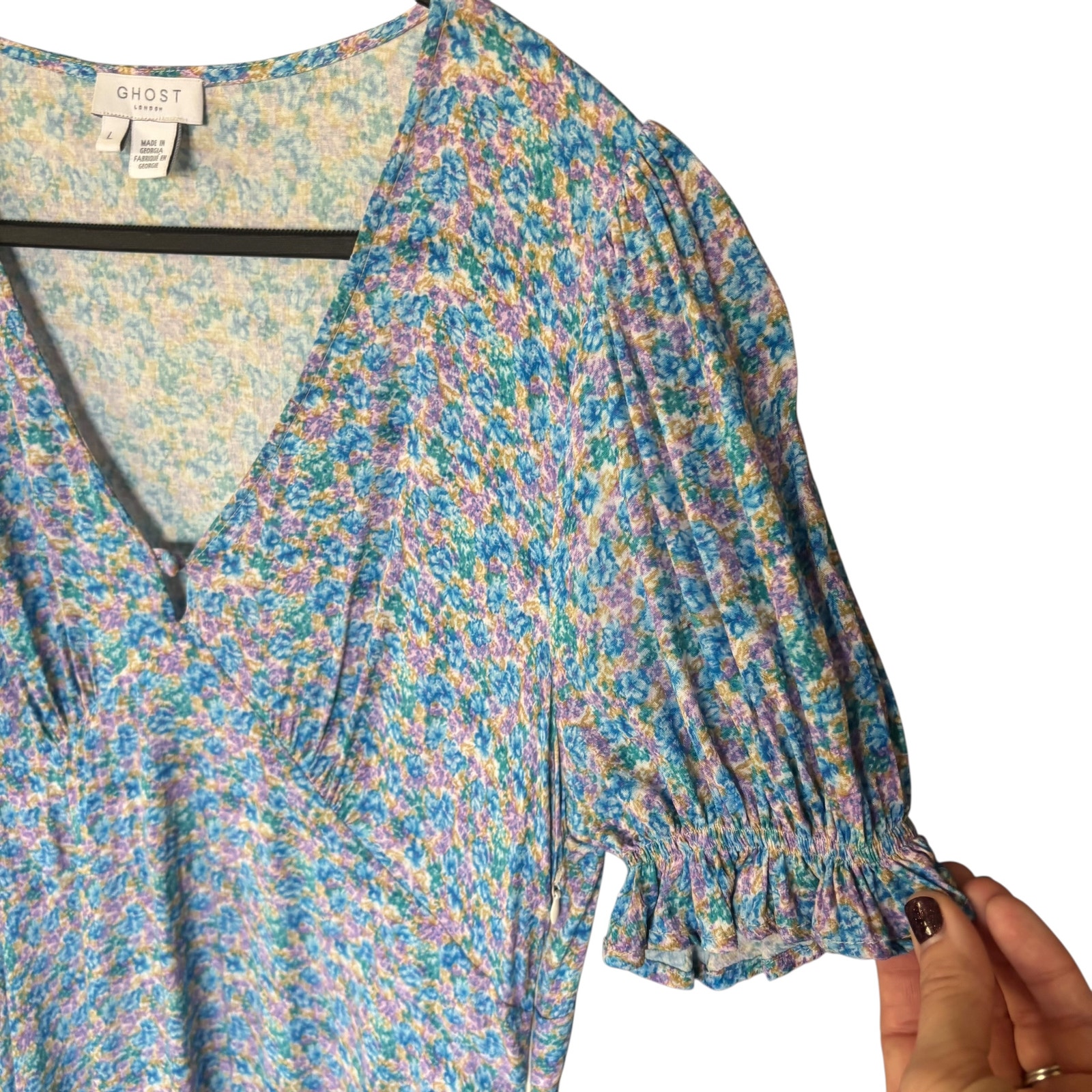 Ghost London Blue Floral Cottage Core Sundress Dress New Size Large — image 6 of 8